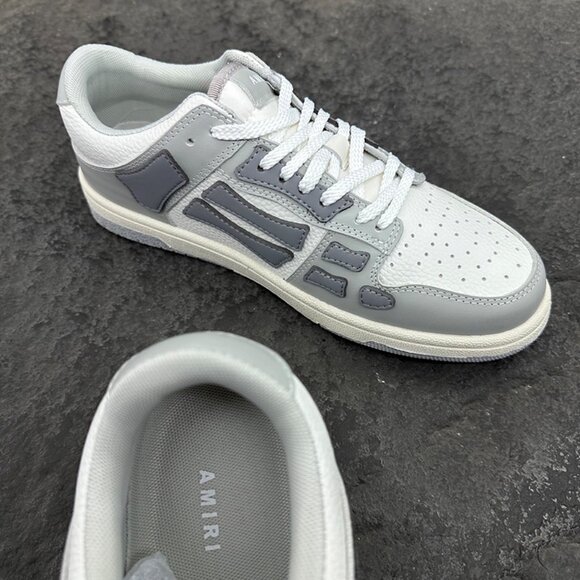 Amiri White And Grey Colorblock Low-Top Leather Sneakers - Picture 7 of 16